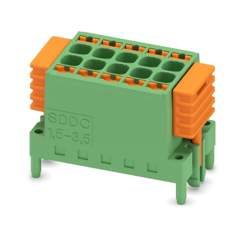 Phoenix Contact SDDC 1.5/5-PV-3.5 Series PCB Terminal Block, 5-Contact, 3.5 mm Pitch, 2 Row, 160V, 8A, Polyamide 1848671