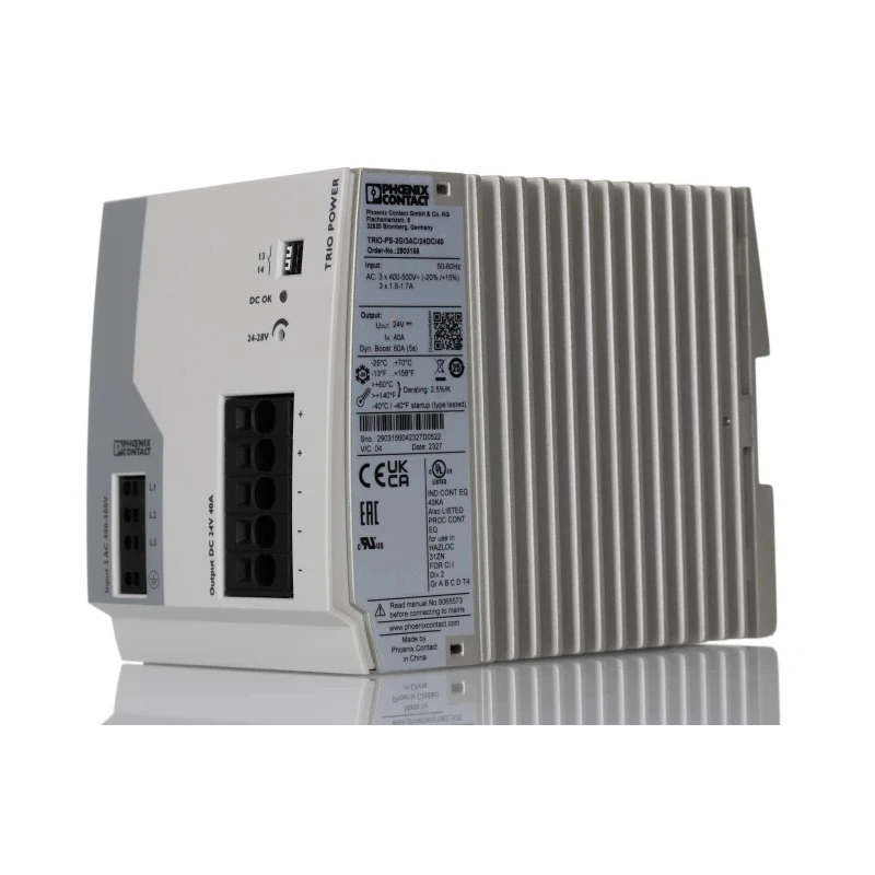 Phoenix Contact TRIO POWER Switched Mode DIN Rail Power Supply 575V AC Input 24V DC, 40A Output, 960W 2903156