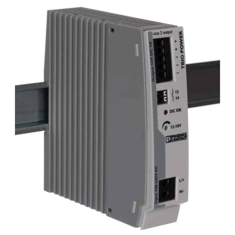 Phoenix Contact TRIO POWER Switched Mode DIN Rail Power Supply 264 V AC, 275 V DC Input, 12 V DC, 5 A Output, 60 W 2903157