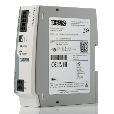 Phoenix Contact TRIO POWER Switched Mode DIN Rail Power Supply AC/DC Input 85-275 V, 18 V DC Output, 10 A, 120 W 2903158
