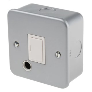 RS PRO 13A 1 Gang Fused Spur BS 1363-4, 25V, Flush Mount, Grey Powder Coated, Screwed Design 135-1002