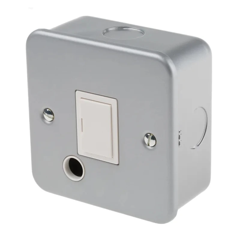 RS PRO 13A 1 Gang Fused Spur BS 1363-4, 25V, Flush Mount, Grey Powder Coated, Screwed Design 135-1002