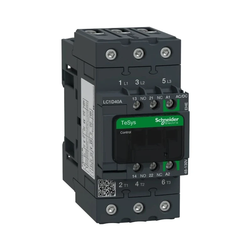Schneider Electric TeSyS D Contactor 3-Pole 40 A 18.5 kW 110V AC/DC Coil 130V Control Voltage LC1D40AEHE