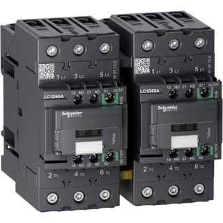 Schneider Electric TeSys D Reversing Contactor, 110V AC/DC Coil, 3-Pole, 65A, 30 kW Power Rating, 3 NO, 690V AC LC2D65AEHE