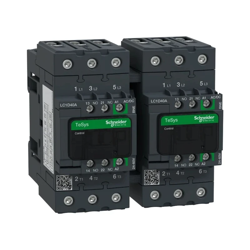 Schneider Electric TeSys D Reversing Contactor 24V ac/dc Coil, 3-Pole, 40 A, 18.5 kW, 60V Control Circuit LC2D40ABNE