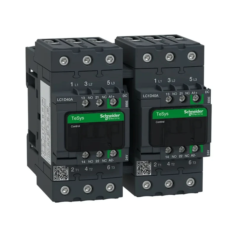 Schneider Electric TeSys D Reversing Contactor, 24V dc Coil, 3-Pole, 40 A, 18.5 kW, 3 NO Auxiliary Contacts, 690V LC2D40ABBE