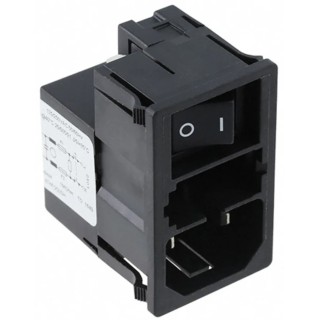 Schurter Panel Mount IEC Connector Male 2 Pole 2 Fuse 1A 125V AC 250 V AC Quick Connect KMF0.2113.11