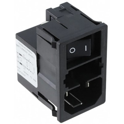 Schurter Panel Mount IEC Connector Male 2 Pole 2 Fuse 1A 125V AC 250 V AC Quick Connect KMF0.2113.11