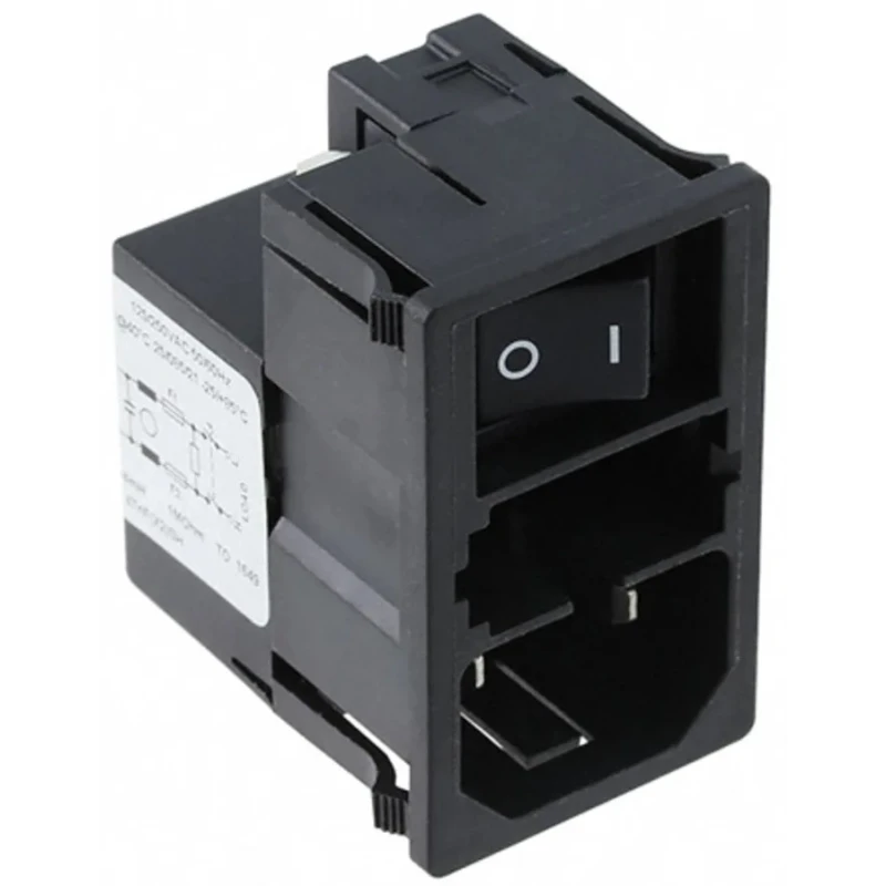 Schurter Panel Mount IEC Connector Male 2 Pole 2 Fuse 1A 125V AC 250 V AC Quick Connect KMF0.2113.11