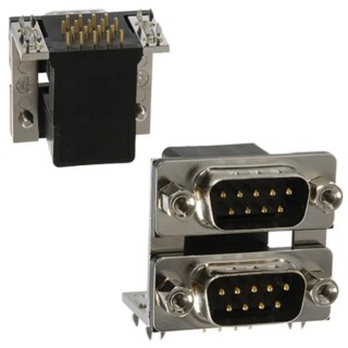 Norcomp 189 Series Right Angle 9 2.769 mm Pitch PCB D-Sub Connector with 4 to 40 Insert 189-009-613R571