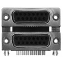 Norcomp PCB D-Sub Connector Right Angle 15 Contacts, 2.769 mm Pitch, 5A Current, Steel Housing, Gold Plated 189-015-513R571