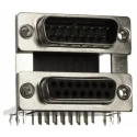 Norcomp 189 Series Right Angle Dual Port 15 and 15 Contact PCB D-Sub Connector 2.769 mm Pitch 189-015-413R571
