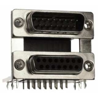 Norcomp 189 Series Right Angle Dual Port 15 and 15 Contact PCB D-Sub Connector 2.769 mm Pitch 189-015-413R571