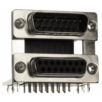 Norcomp 189 Series Right Angle Dual Port 15 and 15 Contact PCB D-Sub Connector 2.769 mm Pitch 189-015-413R571