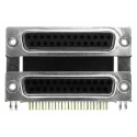 Norcomp Right Angle 25 Contacts 2.769 mm Pitch PCB D-Sub Connector with 4 to 40 Insert 189-025-513R571