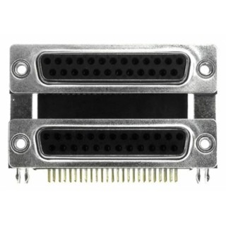 Norcomp Right Angle 25 Contact 2.769 mm Pitch PCB D-Sub Connector Steel Housing Gold Plated Brass Contacts 189-025-513R491