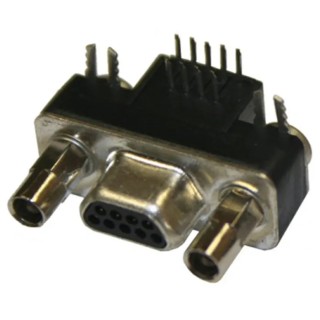 Norcomp MICRO-D 9 Way Right Angle 1.27 mm Pitch Through Hole D-Sub Connector with Board Lock Male 381-009-112L565