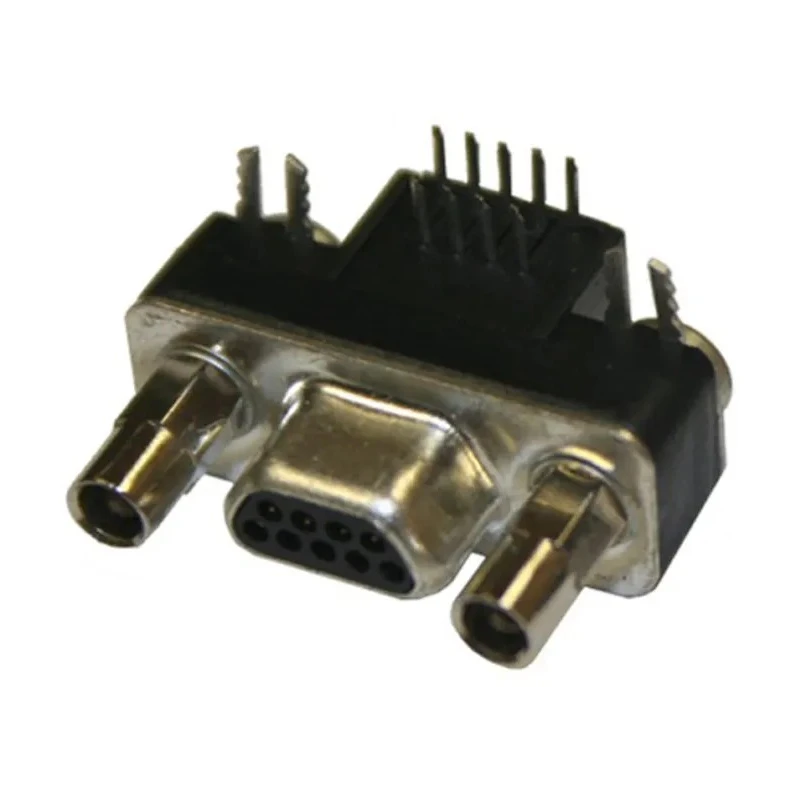 Norcomp MICRO-D 9 Way Right Angle 1.27 mm Pitch Through Hole D-Sub Connector with Board Lock Male 381-009-112L565