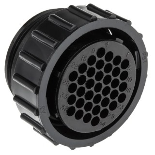 TE Connectivity Circular Connector, 37 Contacts, Cable Mount, Standard Size, Plug Female, IP67, 600V, 3A, Threaded 206150-1