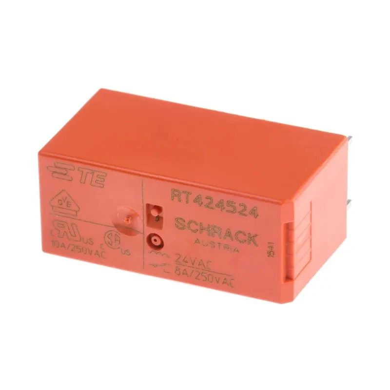 TE Connectivity Power Relay PCB Mount 24V AC Coil 8A Switching Current DPDT RT424524