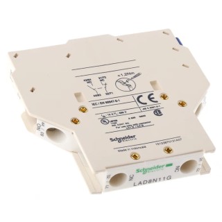 Schneider Electric Auxiliary Contact Block LAD8N11G, 1 NO/1 NC, Screw Clamp Terminal, 600V Rated Insulation Voltage LAD8N11G