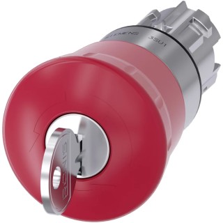 Siemens Emergency Stop Push Button Head 40 mm Diameter, Key Release, Mushroom Style, IP69K Rated 3SU1050-1HF20-0AA0