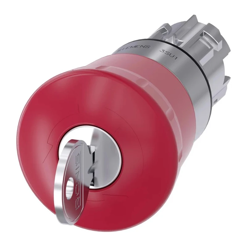 Siemens Emergency Stop Push Button Head 40 mm Diameter, Key Release, Mushroom Style, IP69K Rated 3SU1050-1HF20-0AA0