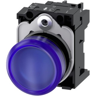 Siemens Panel Mount Blue LED Indicator 22 mm Cutout 24 V AC/DC LED Lamp IP66 IP67 IP20 IP69 3SU1102-6AA50-1AA0