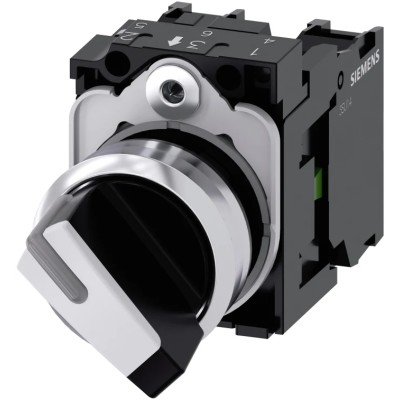 Siemens Short Handle Selector Switch SPDT 22mm Cutout Diameter 2 Positions 3SU1150-2BF60-1MA0