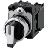 Siemens Short Handle Selector Switch, 22 mm Cutout Diameter, Illuminated, 3 Positions, 2 NO Contact 3SU1150-2BM60-1NA0