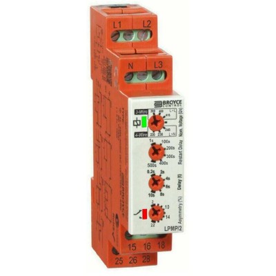 Broyce Control 3 Phase Monitoring Relay, DPDT Contact, DIN Rail Mount, 243V AC & 540V AC Supply LPMP/2 400V