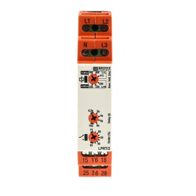 Broyce Control Monitoring Relay 3 Phase DPDT Screw Terminal DIN Rail Mount 243 → 540 V AC LPRT/2 400V