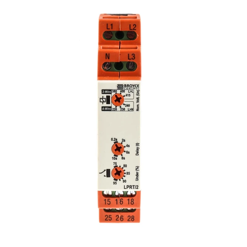 Broyce Control Monitoring Relay 3 Phase DPDT Screw Terminal DIN Rail Mount 243 → 540 V AC LPRT/2 400V