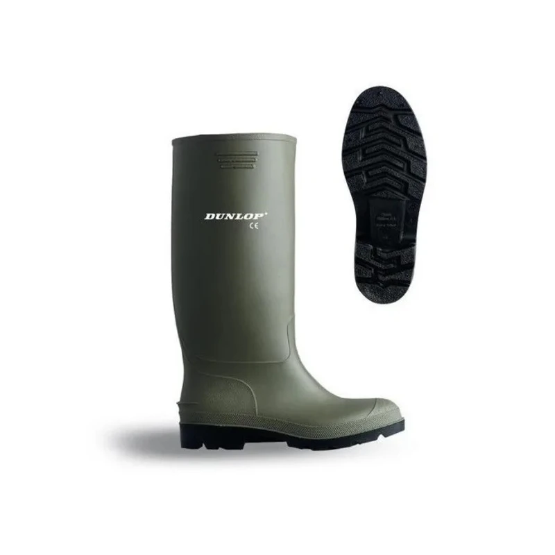 Dunlop Green Unisex Safety Boots Size EU 43, Size UK 9, Size US 10, Water Resistant, Steel Midsole PVC Upper 380VP.43