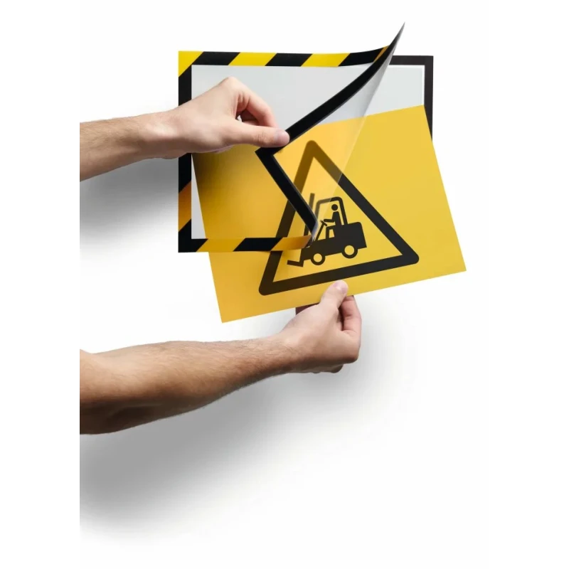 Durable Wall-Mount Adhesive Magnetic A4 Frame Yellow Black Plastic 375mm Height 236mm Width 4944130
