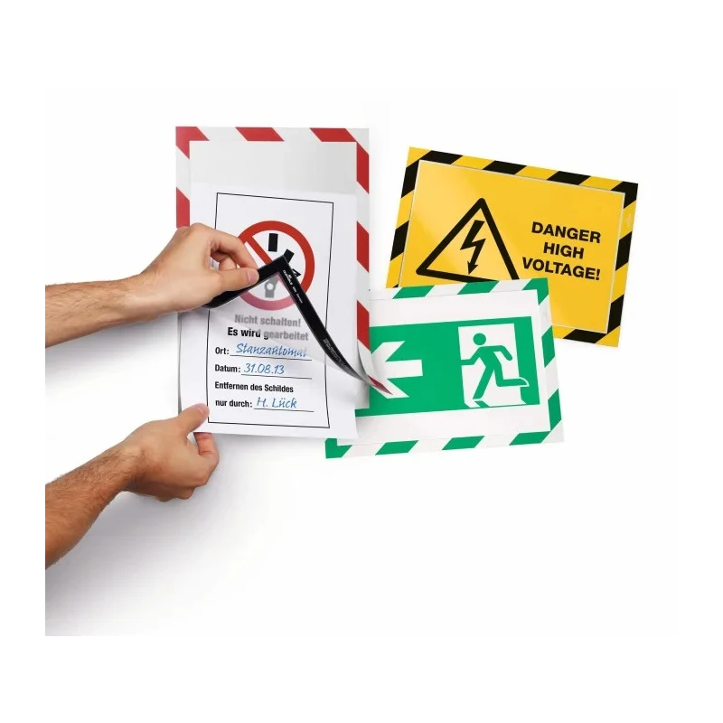 Durable Wall-Mount Adhesive Magnetic A4 Frame Yellow Black Plastic 375mm Height 236mm Width 4944130