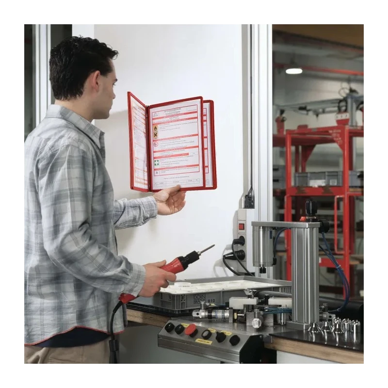 Durable VARIO Wall 5 Display Panel Desk Stand, 5 A4 Panels, Metal, Red, Depth 116mm, Model 555103