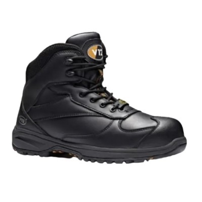 V12 Footwear Black Composite Toe Capped Men's Safety Boots Size UK 11 EU 45 SRC Slip Resistant V1920-11