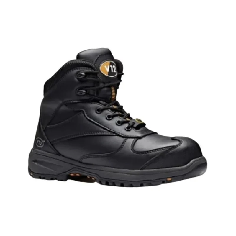 V12 Footwear Black Composite Toe Capped Women's Safety Boots Size UK 6 EU 39 Heat Resistant SRC Slip Resistant V1925-06