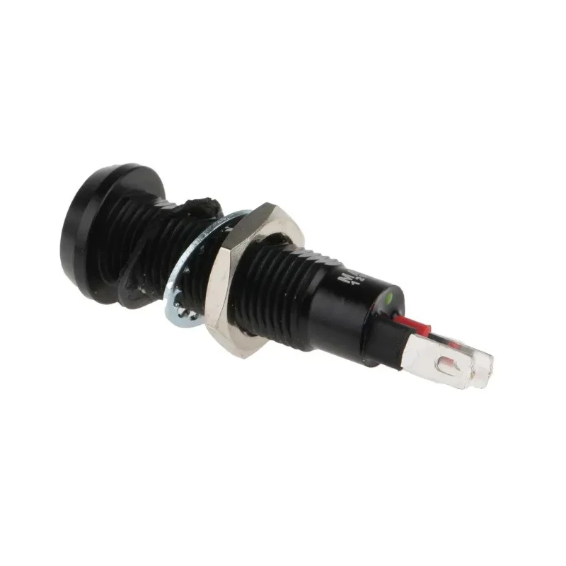Marl Panel Mount LED Indicator Green, 8.1 mm Mount Hole, Solder Tab Termination, IP67, 12V, 677 Series 677-532-21