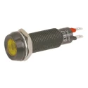 Marl Panel Mount LED Indicator Yellow, Smoked Lens, 8.1 mm Mount Hole, 20mA, 24V DC, Solder Tab Termination, IP67, 677-521-22
