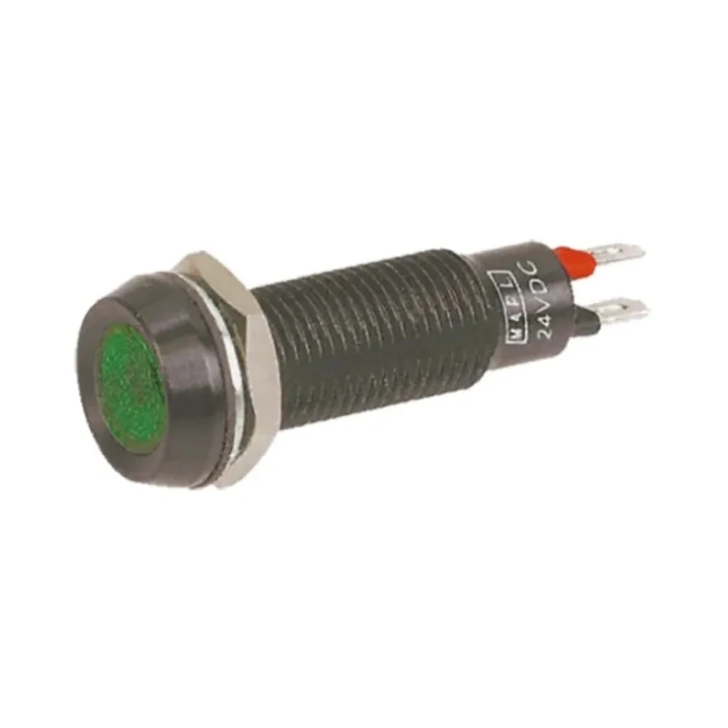 Marl Panel Mount LED Indicator Green 8.1 mm Mount Hole Size Solder Tab Terminal IP67 Rated 28V 677-532-23