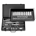 Facom 44-Piece 1/2 in 12 Point Socket Set Bright Chrome Finish Chrome Vanadium Steel S.450UP