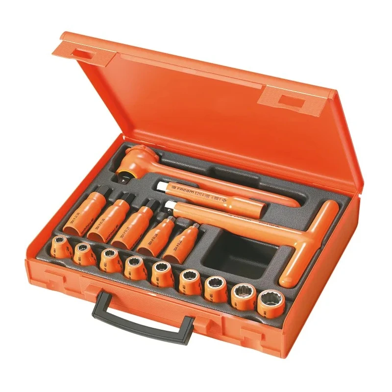 Facom 17-Piece 1/2 in 12 Point Insulated Tool Set VDE 1000V Approved S.401AVSE