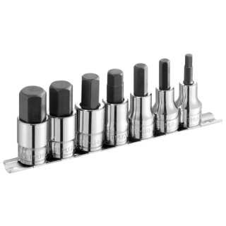 Facom 7-Piece 1/2 in 6 Point Socket Set Chrome Vanadium Steel Bright Chrome Finish ST.40