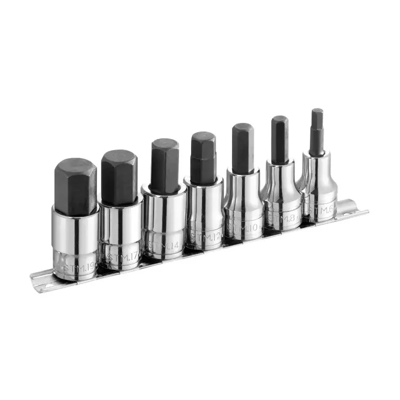 Facom 7-Piece 1/2 in 6 Point Socket Set Chrome Vanadium Steel Bright Chrome Finish ST.40