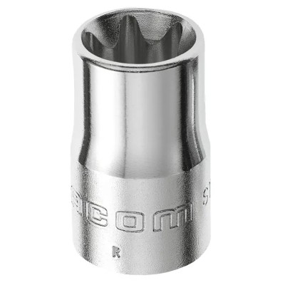 Facom Torx Socket E16 1/2 in Drive Square Drive Chrome Vanadium Steel 37mm Overall Length STX.16