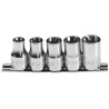 Facom 5-Piece 1/2 in 6 Point Socket Rail STX.40, Chrome Vanadium Steel, E12 to E20