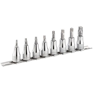 Facom 8-Piece 1/2 in 6 Point Socket Set SX.41, Chrome Vanadium Steel, Bright Chrome Finish, Drive Size 1/2 in