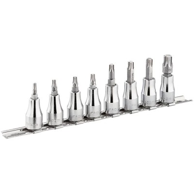 Facom 8-Piece 1/2 in 6 Point Socket Set SX.41, Chrome Vanadium Steel, Bright Chrome Finish, Drive Size 1/2 in
